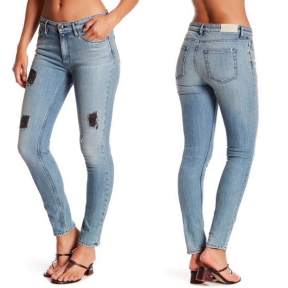 IRO Distressed Nancy Garcon Blue Skinny Jeans NWT - Picture 1 of 3